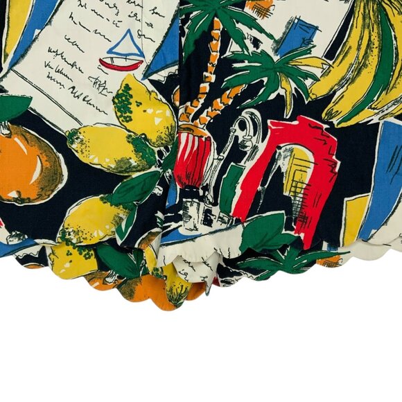 J. Crew Postcard Print High Waist Shorts 8 Scalloped - Picture 9 of 12